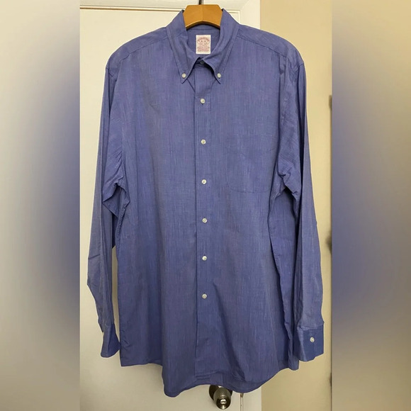 Brooks Brothers Blue Cotton Button Down Long Sleeve Shirt Size 16-34 - Picture 1 of 7